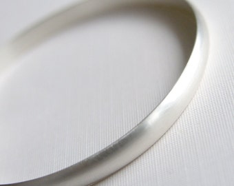 Heavy Bangle Sterling Silver Bracelet Brushed Finish