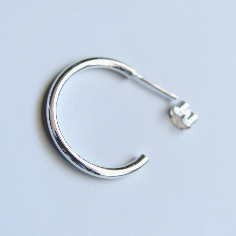 Sterling Silver Hoops Classic 1 inch Stud Hoop Earrings Silver Studs image 3