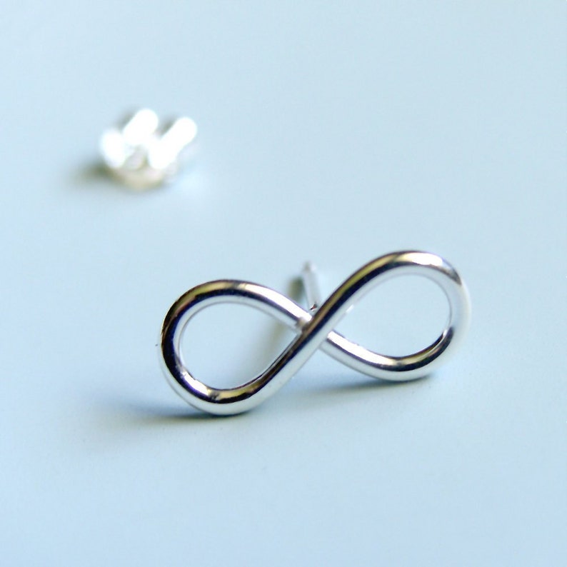 Infinity Symbol Earrings Sterling Silver Infinity Sign Stud Earrings Silver Studs image 2