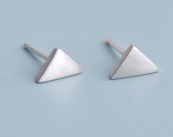 Triangle Stud Earrings Sterling Silver Small Post Studs Minimalist Design