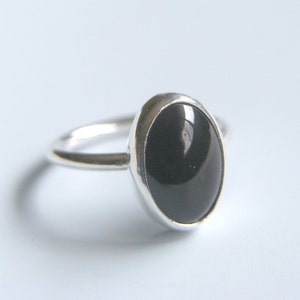 Black Onyx Ring Sterling Silver Ring Bezel Set Oval Stone