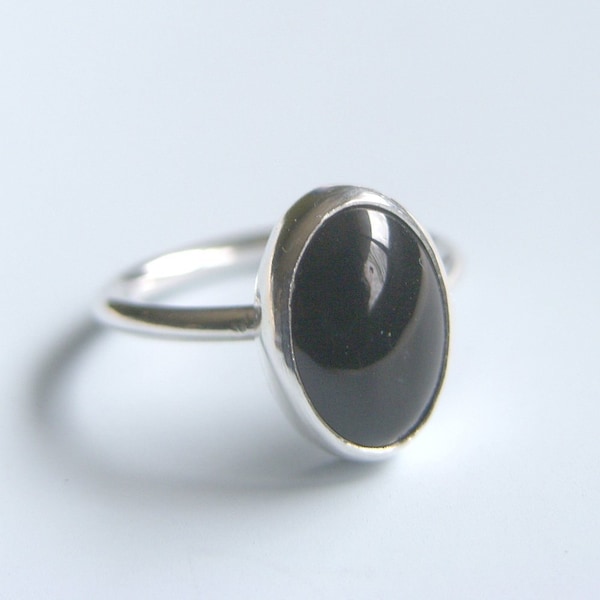 Bague En Onyx Noir Bague Argent Sterling Bague Lunette Set Pierre Ovale