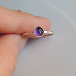 Amethyst Ring Sterling Silver Stacking Ring Bezel Set image 4