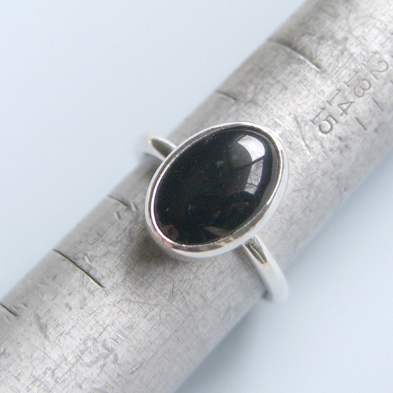 Black Onyx Ring Sterling Silver Ring Bezel Set Oval Stone Etsy