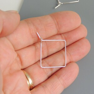 Square Hoops Sterling Silver Square 3/4 Inch Hoop Earrings Simple Minimalist Earrings image 3