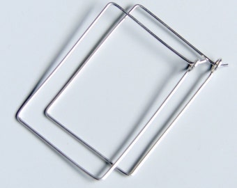 Rectangle Hoops 1" x 1.5" Simple Earrings Sterling Silver Handmade Jewellery