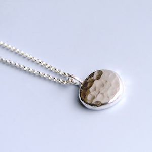 Hammered Circle Necklace Sterling Silver Nugget Pendant