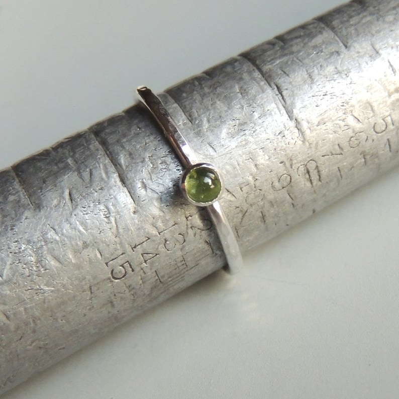 Peridot Ring Sterling Silver Green Stacking Ring image 3
