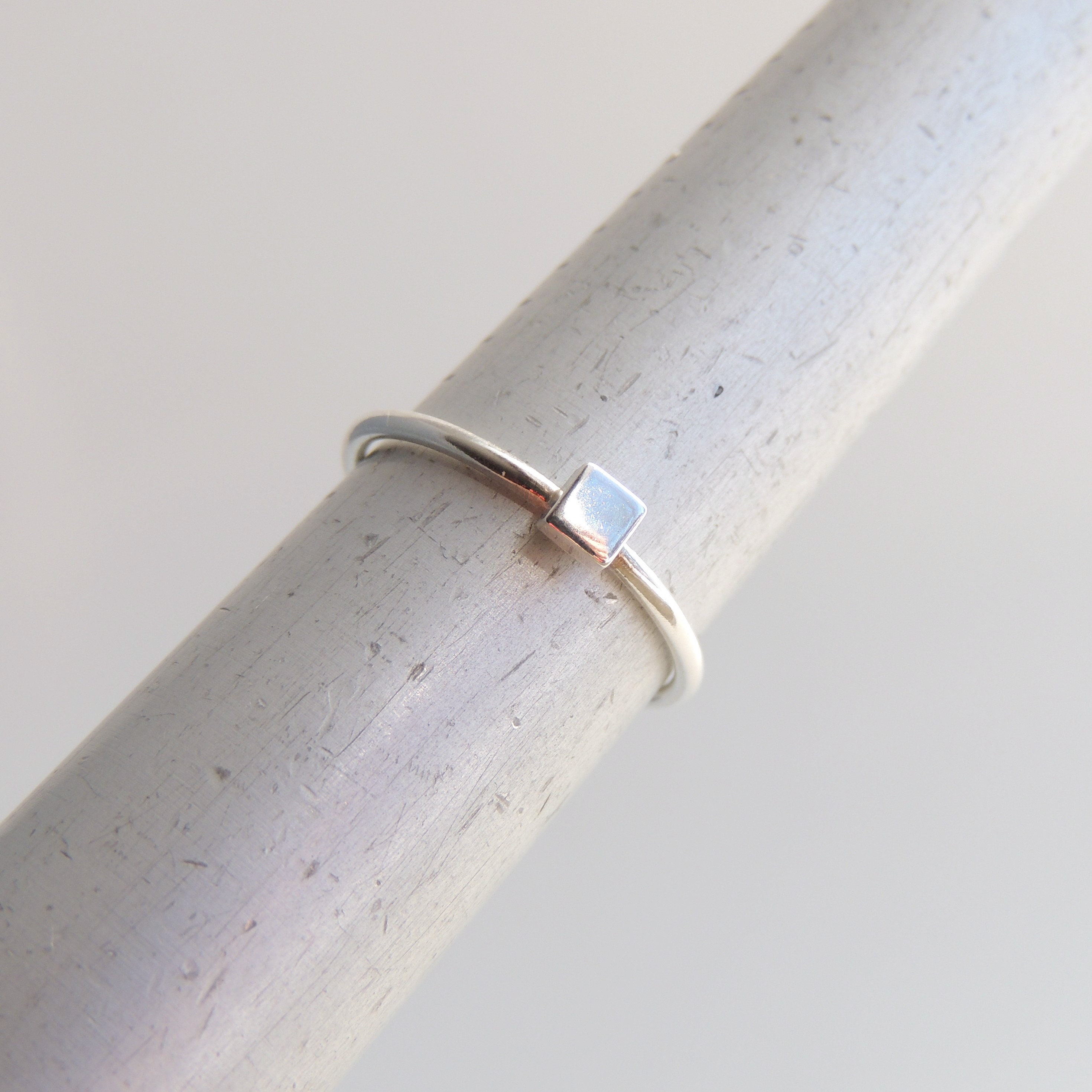 Square Stackable Rings Sterling Silver Square Stacking Ring - Etsy