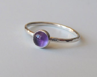 Amethyst Ring Sterling Silber Stapelring Lünette Set