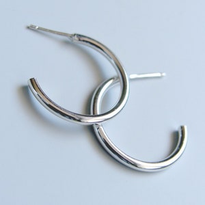 Sterling Silver Hoops Classic 1 inch Stud Hoop Earrings Silver Studs image 2