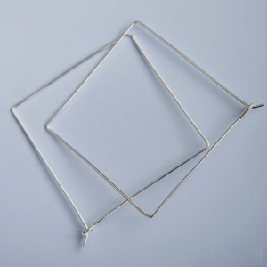 Square Hoops Sterling Silver Square Hoop Earrings 1.5 Inch