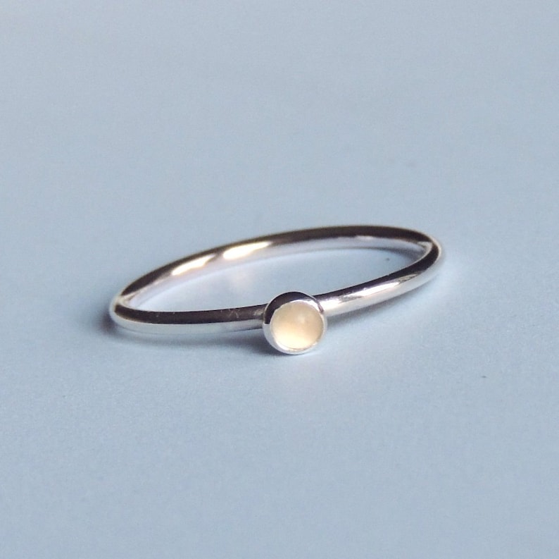 Moonstone Ring Sterling Silver Stacking Ring White Stone Ring image 4