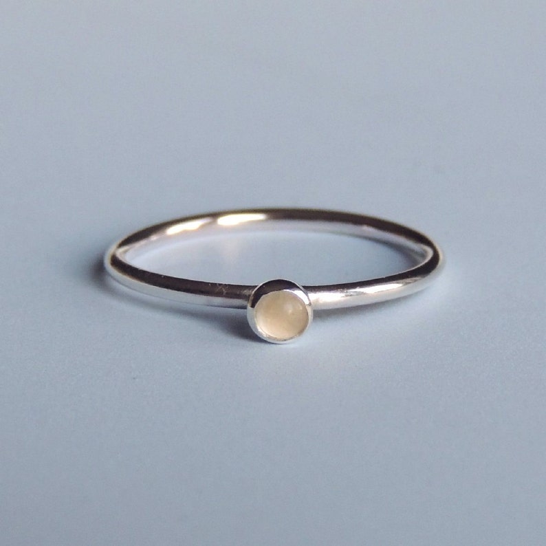 Moonstone Ring Sterling Silver Stacking Ring White Stone Ring image 1