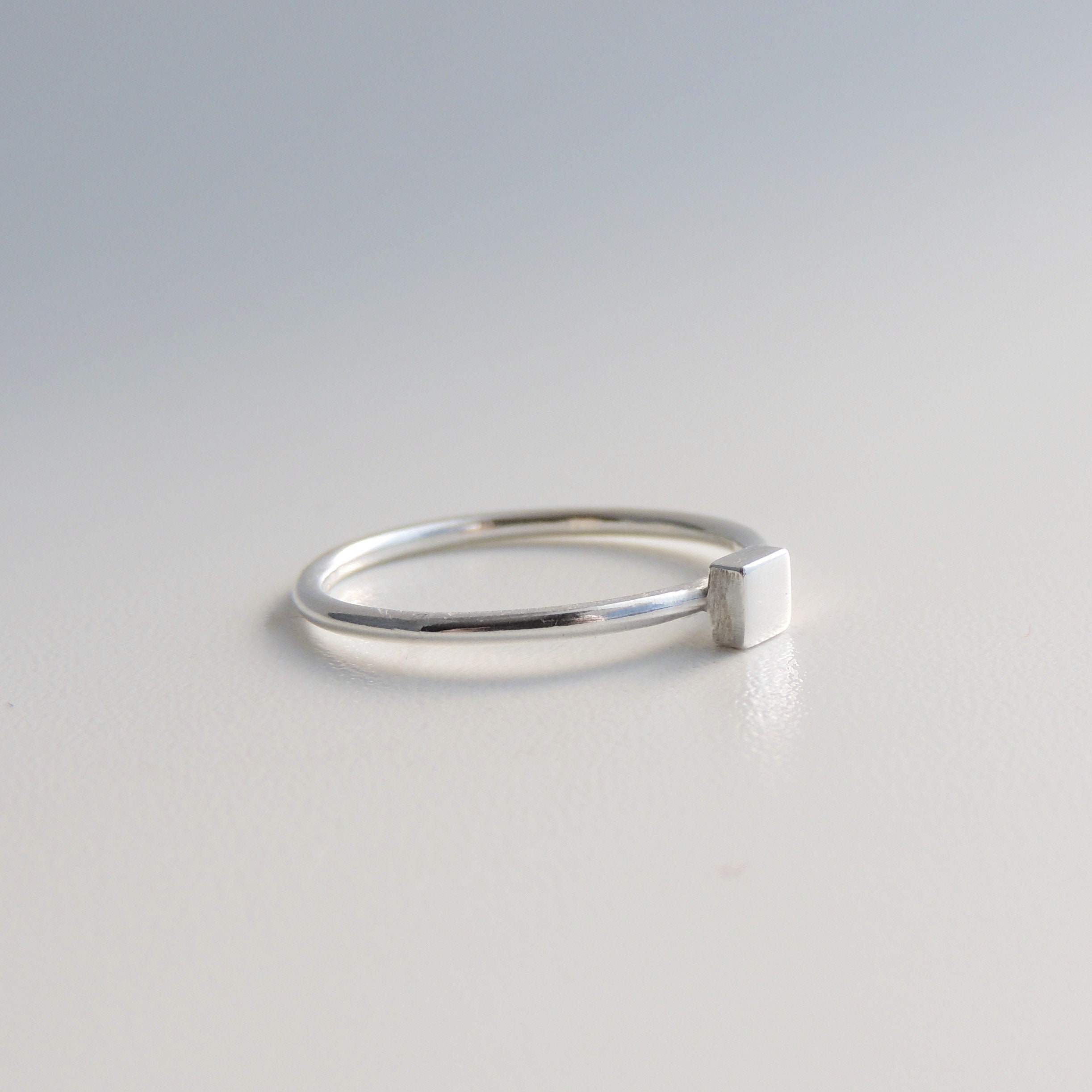 Square Stacking Rings Sterling Silver Square Stacking Ring Minimalist Design - Etsy