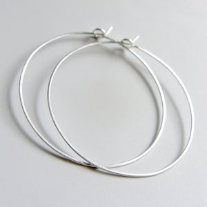 Large Hammered Flat Hoops Sterling Silver Hoop Earrings Various Sizes image 1