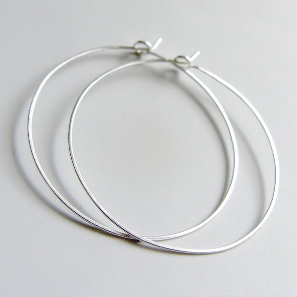 Large Hammered Flat Hoops Sterling Silver Hoop Earrings Various Sizes