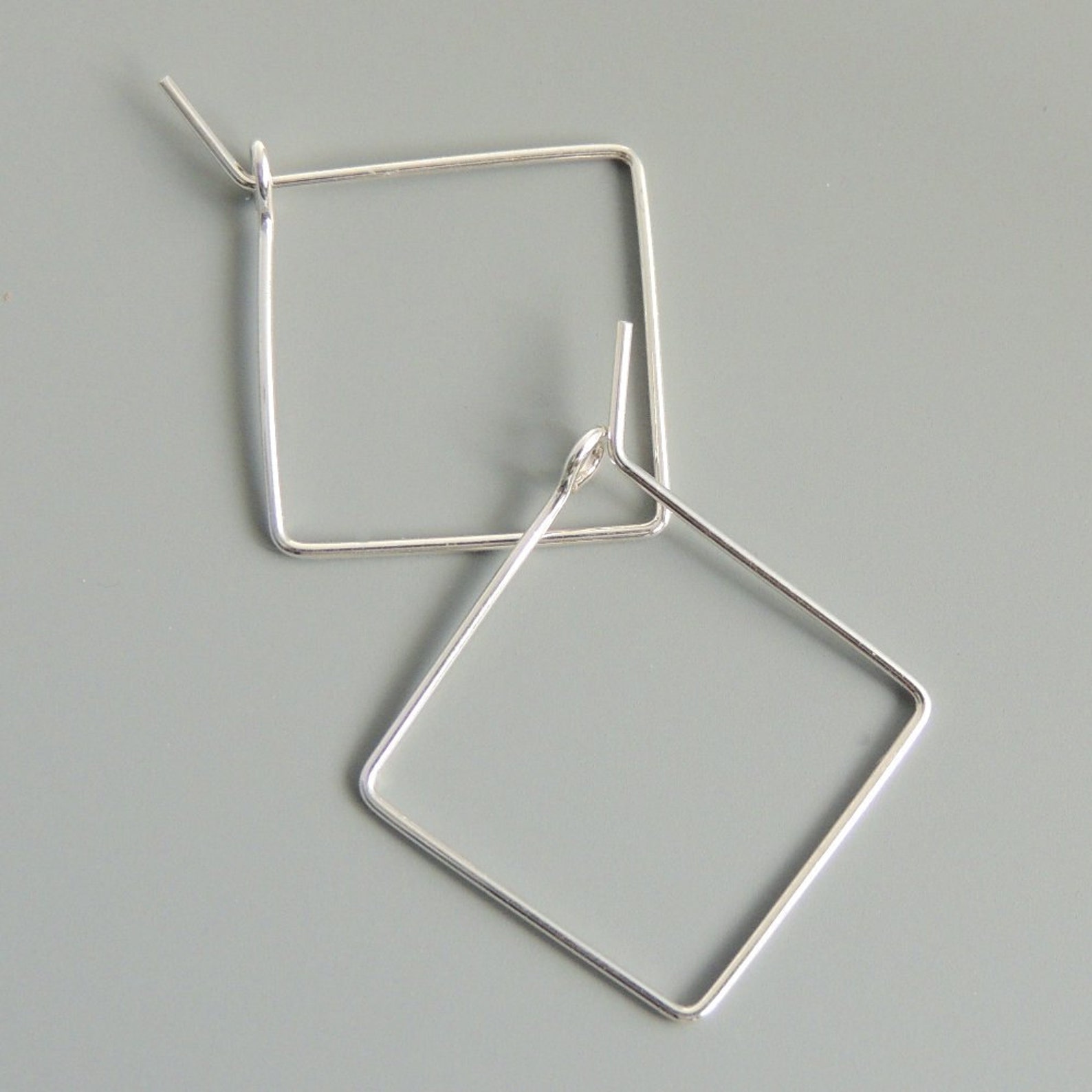 Silver Bright Square Hoops main image 1