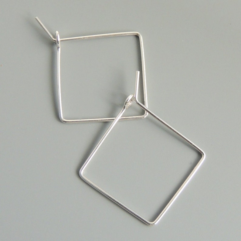 Square Hoops Sterling Silver Square 3/4 Inch Hoop Earrings Simple Minimalist Earrings image 4