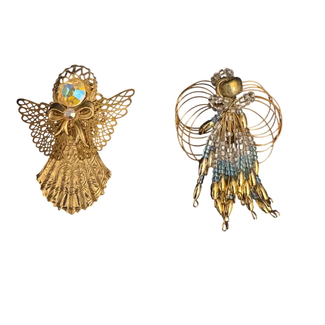 Vintage Gold-tone Angel Brooches, Filigree & Faux Gemstones (set of 2 ...