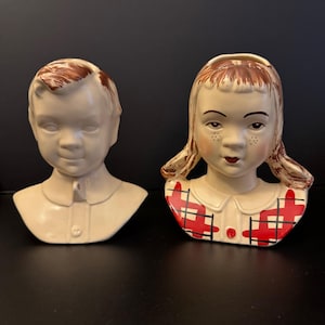 VTG Mid Century 1950s Stanford Pottery Sandy & Jean Vase Wandtasche Set 7 ”