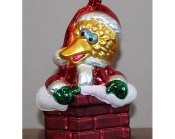 Kurt S. Adler Big Bird Polonaise Glass Christmas Ornament In Santa Outfit With Original Box