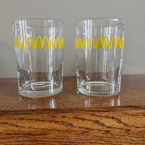 1960s McDonalds Golden Arches Clear Juice Glass Tumblers Set Of 2