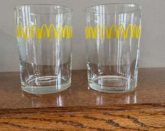 1960s McDonalds Golden Arches Clear Juice Glass Tumblers Set Of 2