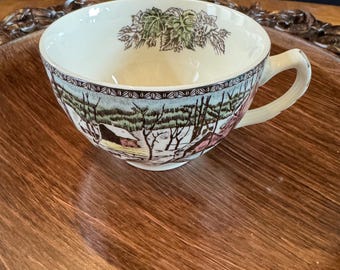 Taza de cerámica con escena invernal de Friendly Village de Johnson Brothers