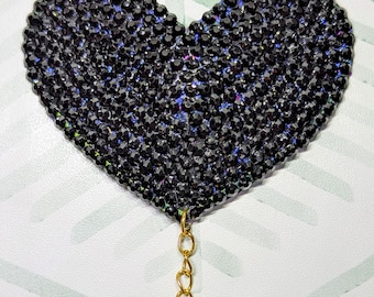 Rhinestone Black Heart Pasties, Reusable with Hollywood Fashion Tape