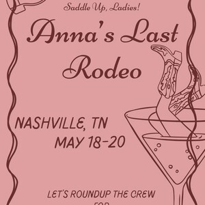 Last Rodeo Bachelorette Party Bundle - Bearbeitbare Canva Invite, Reiseplan & Signatur Cocktailkarte | Western Cowgirl Thema