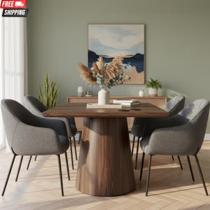 Mid Century Square Pedestal Dining Table