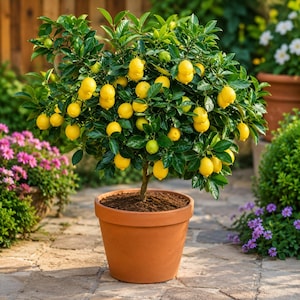 Citronstarterplanta Levande citrusfruktträd Ung citronplanta i plantskruka