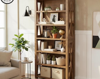 72” Solid Wood 6-Tier Tall Bookshelf