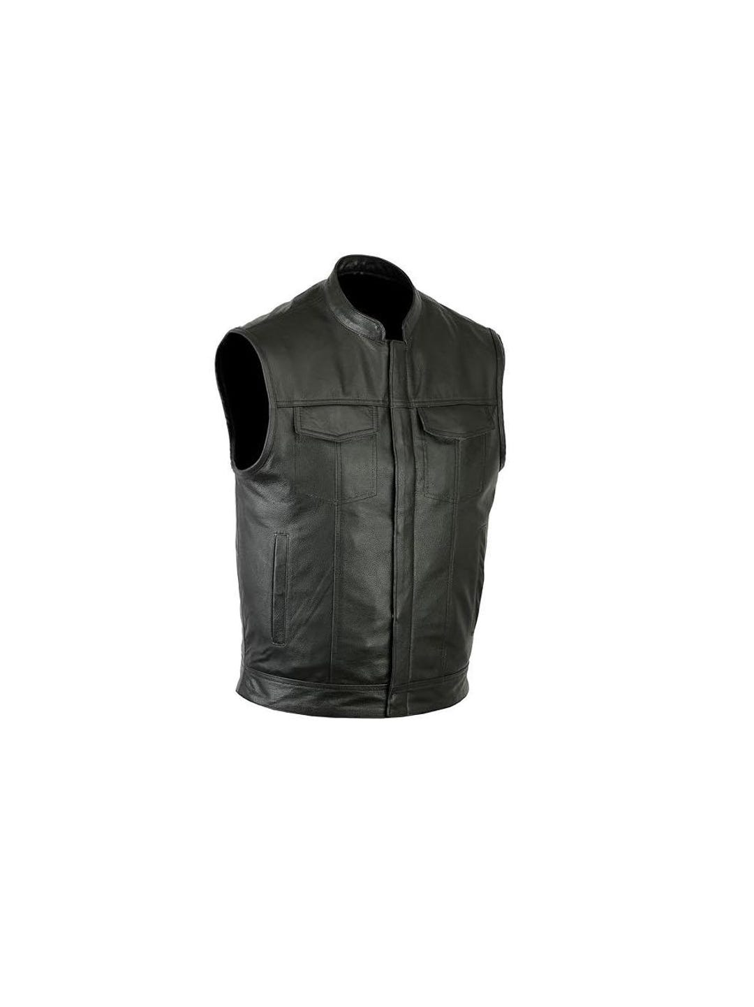 SOA Herren Motorrad-Weste Aus Leder – Biker Style Mit Diamant-Quiltung, 8 Taschen, 1.1–1.2 Mm Stark