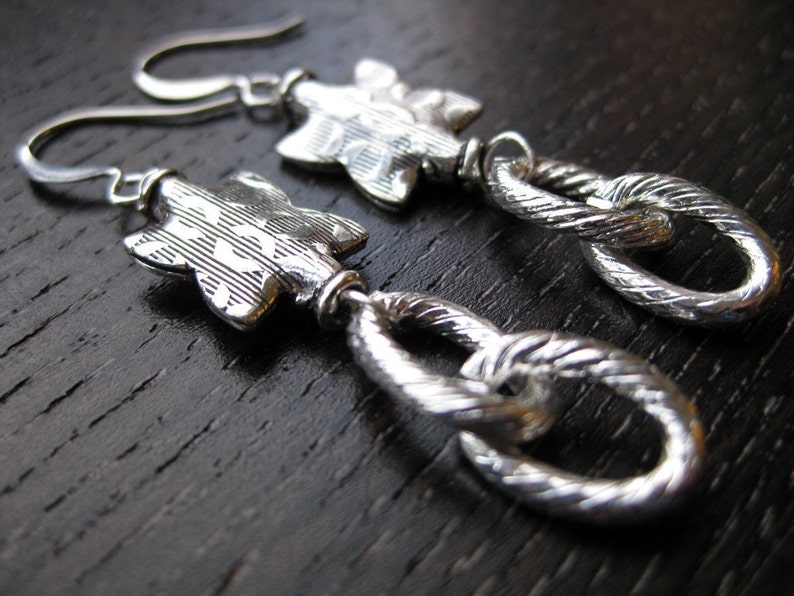 Textured silver earrings image 1