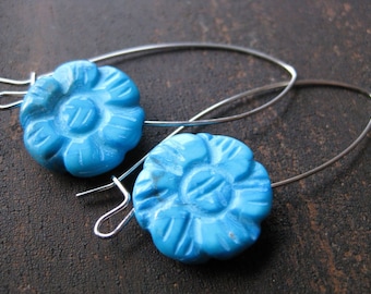 Girly turquoise flower earrings