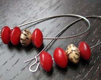 Buri bead accent earrings in crimson