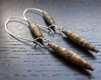 Modern vintage paper bead earrings