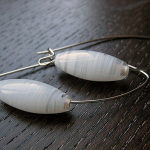 Sleek white and clear glass earrings image 4