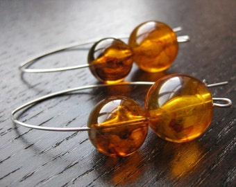 Modern vintage upcycled honey resin earrings