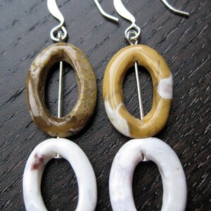 Mookaite tan and cream oval dangle earrings image 2