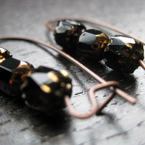 Black and copper cathedral glass earrings image 4