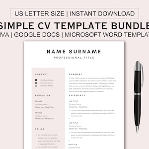 STUDENT CV TEMPLATE, Simple Resume Template, College Applications, Resume Template Digital, College Resume, Professional Resume, Cv Template