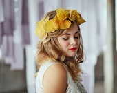 Leaf crown bridal halo headband tiara shown in yellow gold silver wedding bride fall