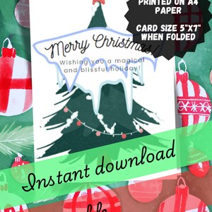 Joyeux Noël ! En vous souhaitant des vacances magiques et heureuses, arbre à feuilles persistantes et neigeux, cartes de Noël, cartes de vacances, cartes de voeux, vierges