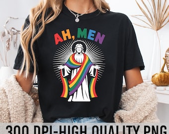 Ah Men Jesus Pride, LGBT arc-en-ciel, LGBTQ, Fierté, Gay, transgenre, Droits de l'homme, Arc en ciel, Clipart fierté LGBTQ, Jésus arc-en-ciel, Art drôle de Jésus
