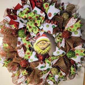 Grinch Cat Christmas Wreath