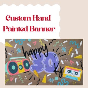 30th Birthday Banner | Kraft paper banner | Custom banner | Hand painted banner | Birthday Banner