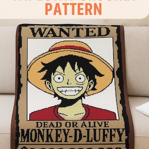 Monkey D Luffy Wanted Poster Crochet Pattern PDF | One Piece Fan Art Tapestry Crochet | Digital Download Graphgan Pattern